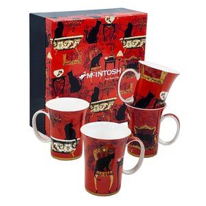 McIntosh 4 piece Mystical and Curious Cats fine bone china mug set